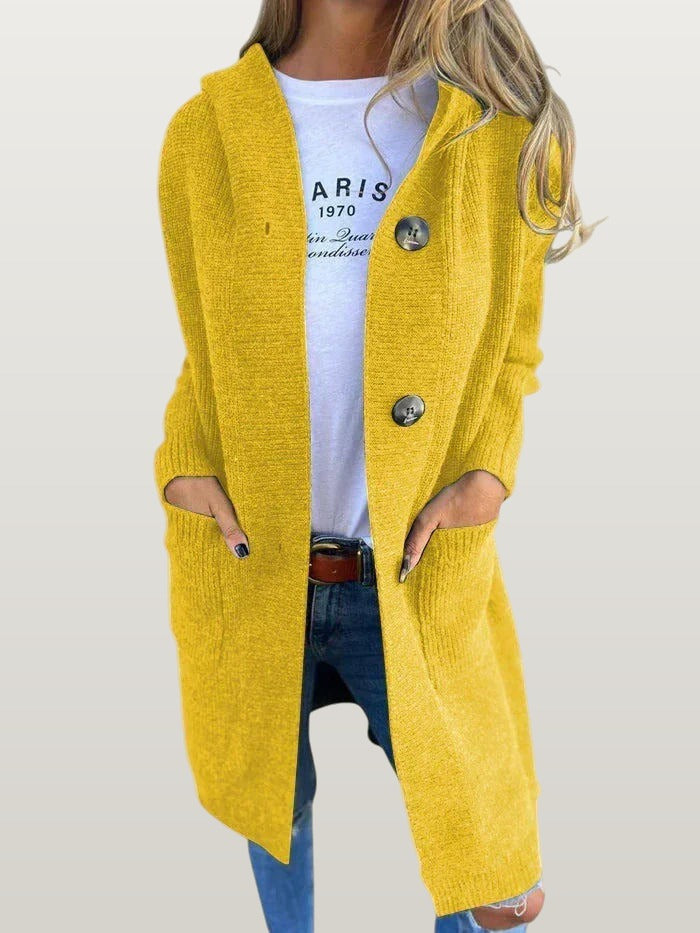 Women Ribbed Duster Cardigan - Yellow