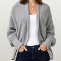 Women Oversized Shawl Collar Cardigan - Gray