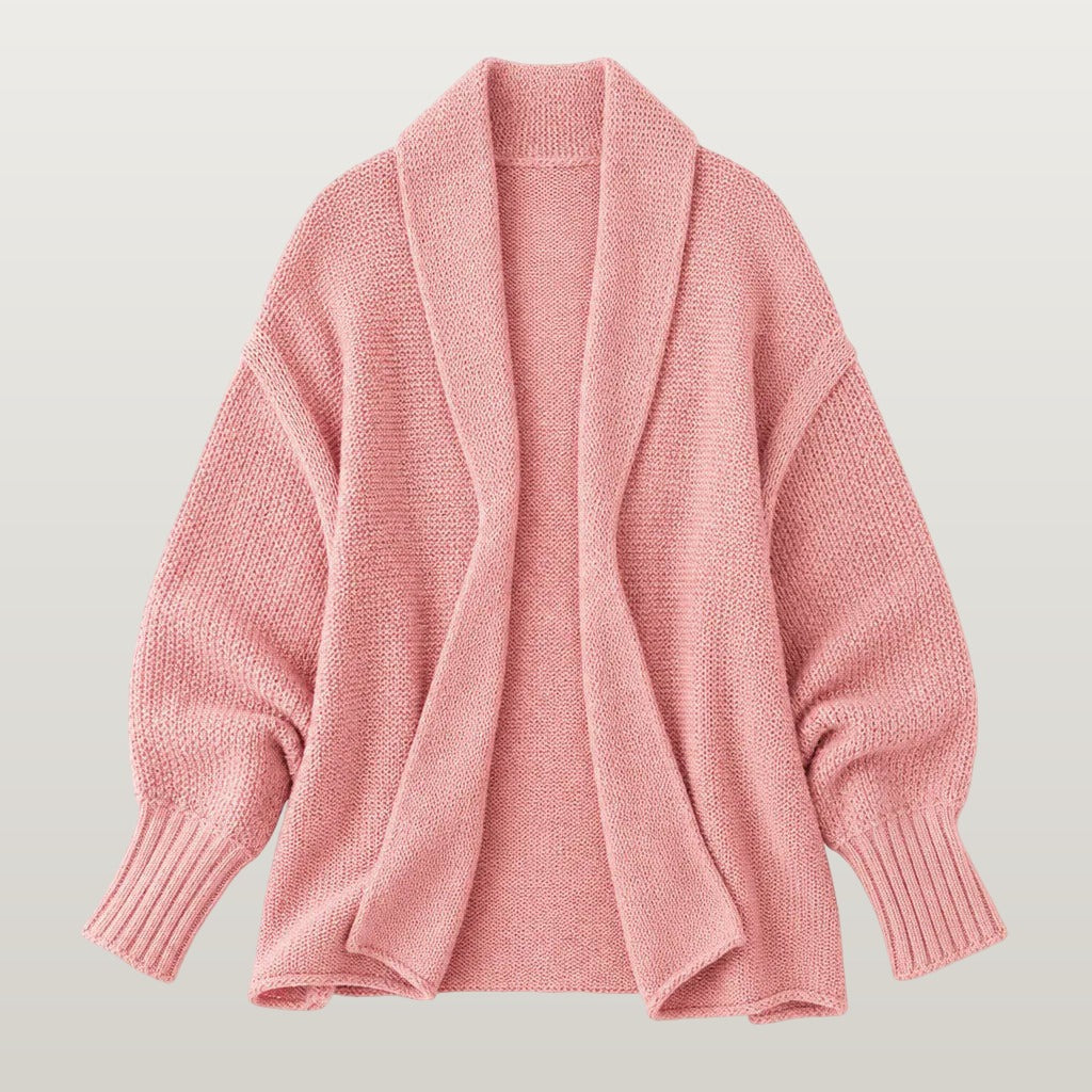 Women Oversized Shawl Collar Cardigan - Pink