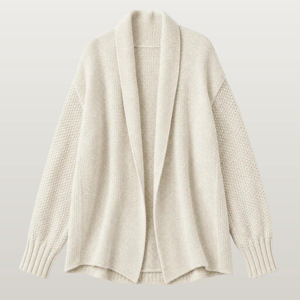 Women Oversized Shawl Collar Cardigan - Beige