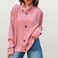 Women Oversized High Neck Cardigan - Pink