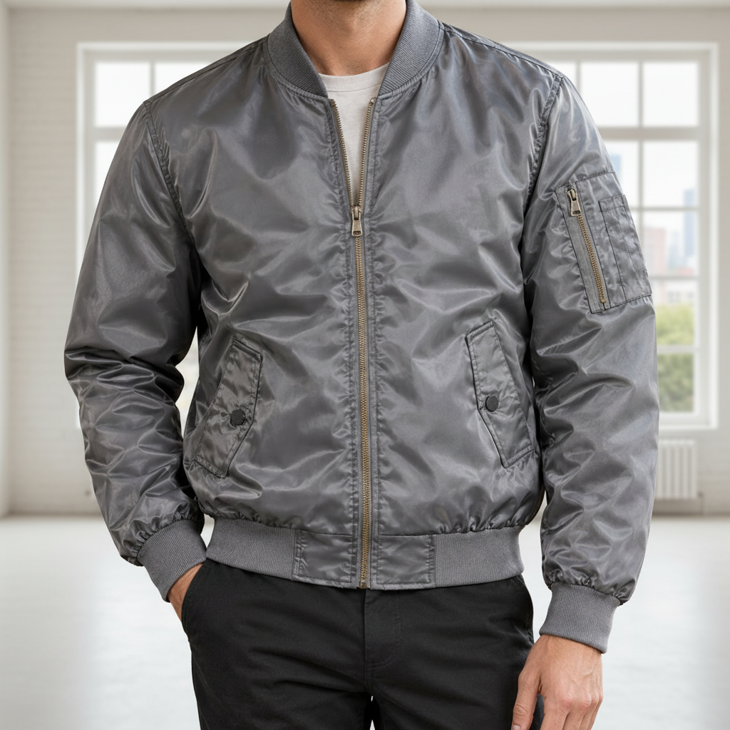 Men Bomber Jacket - Gray