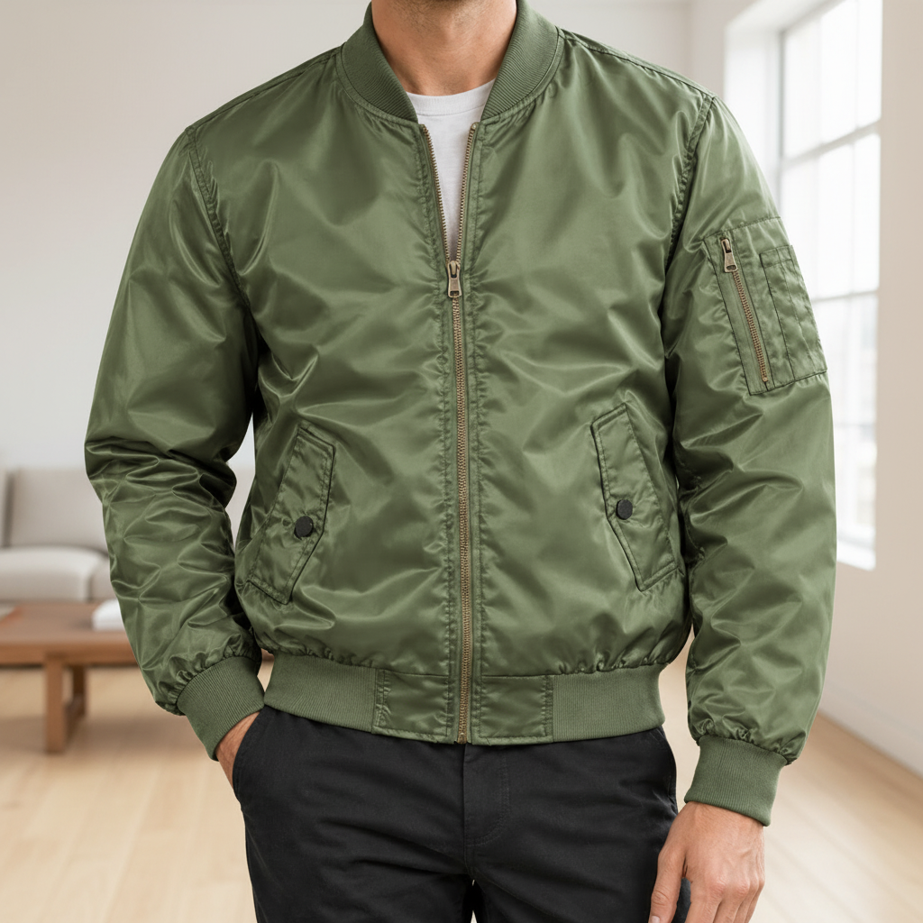 Men Bomber Jacket - Green
