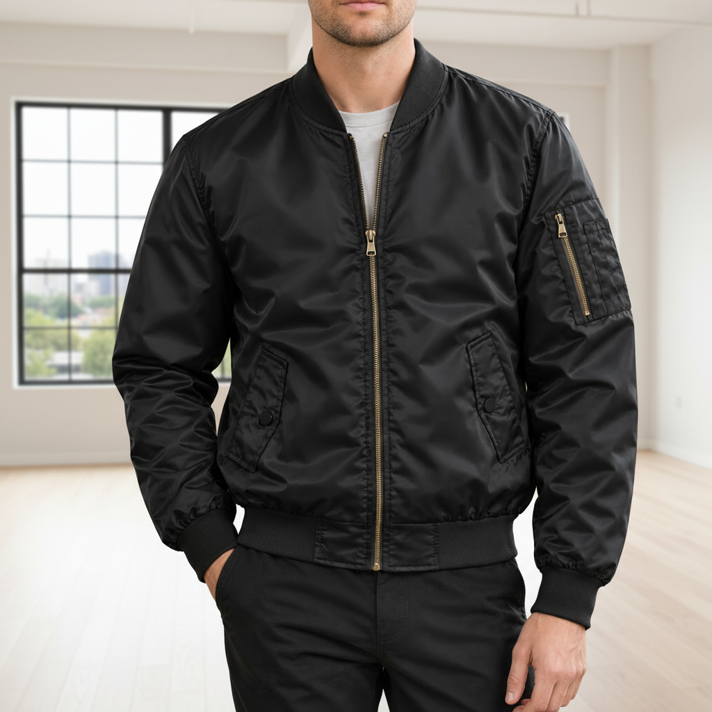 Men Bomber Jacket - Black
