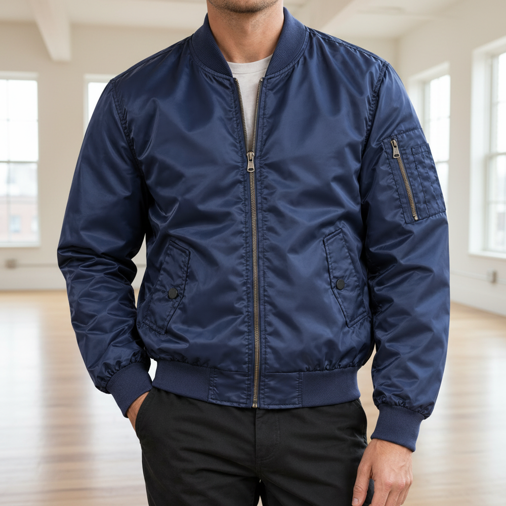 Men Bomber Jacket - Navy Blue
