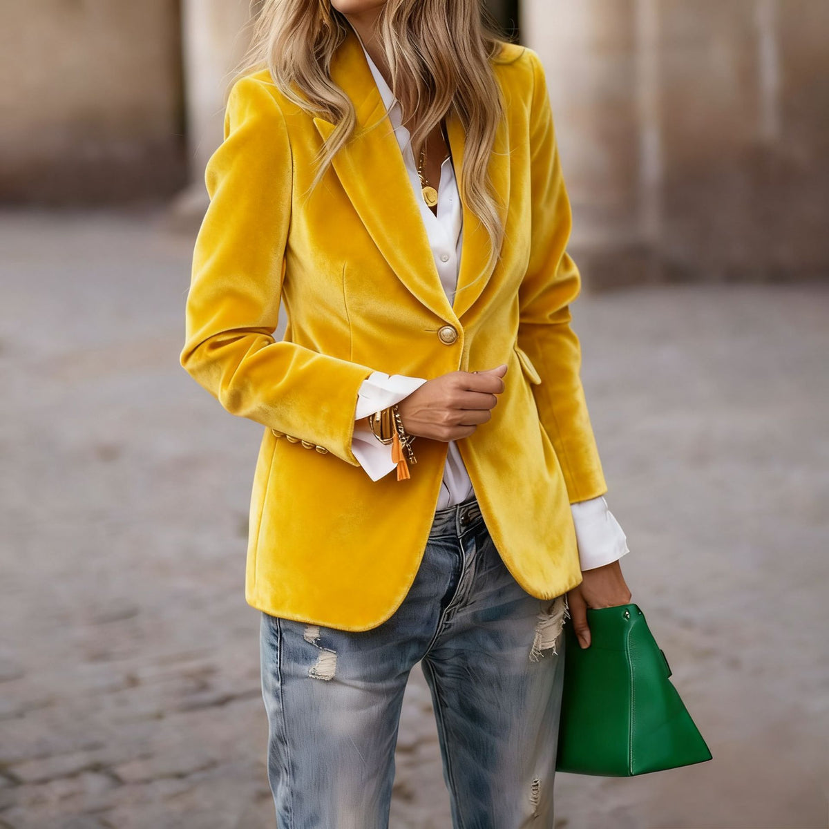 Women Velvet Slim Fit Blazer