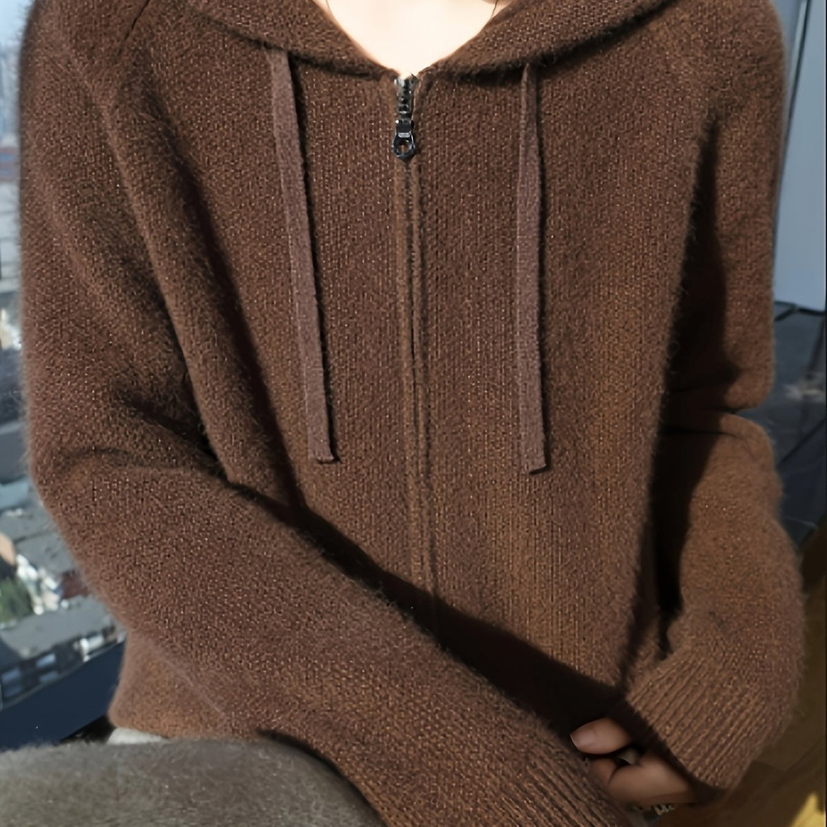 Women Hooded Zip Cardigan