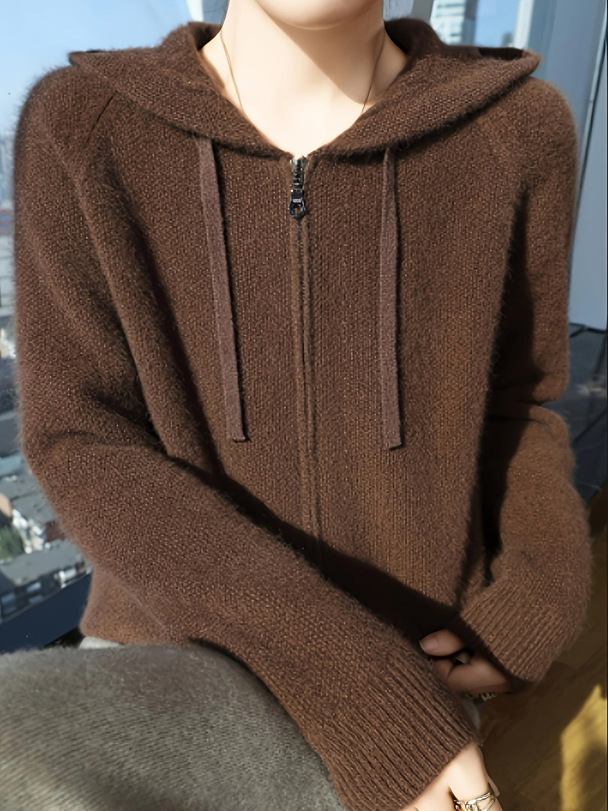 Women Hooded Zip Cardigan