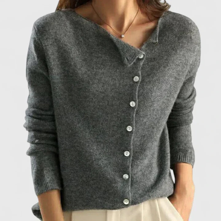 Women Asymmetrical Button Cardigan