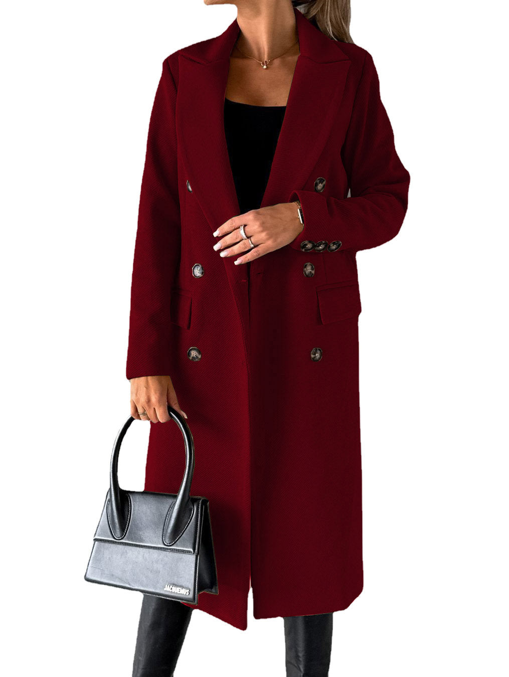 Women Double Breasted Longline Coat