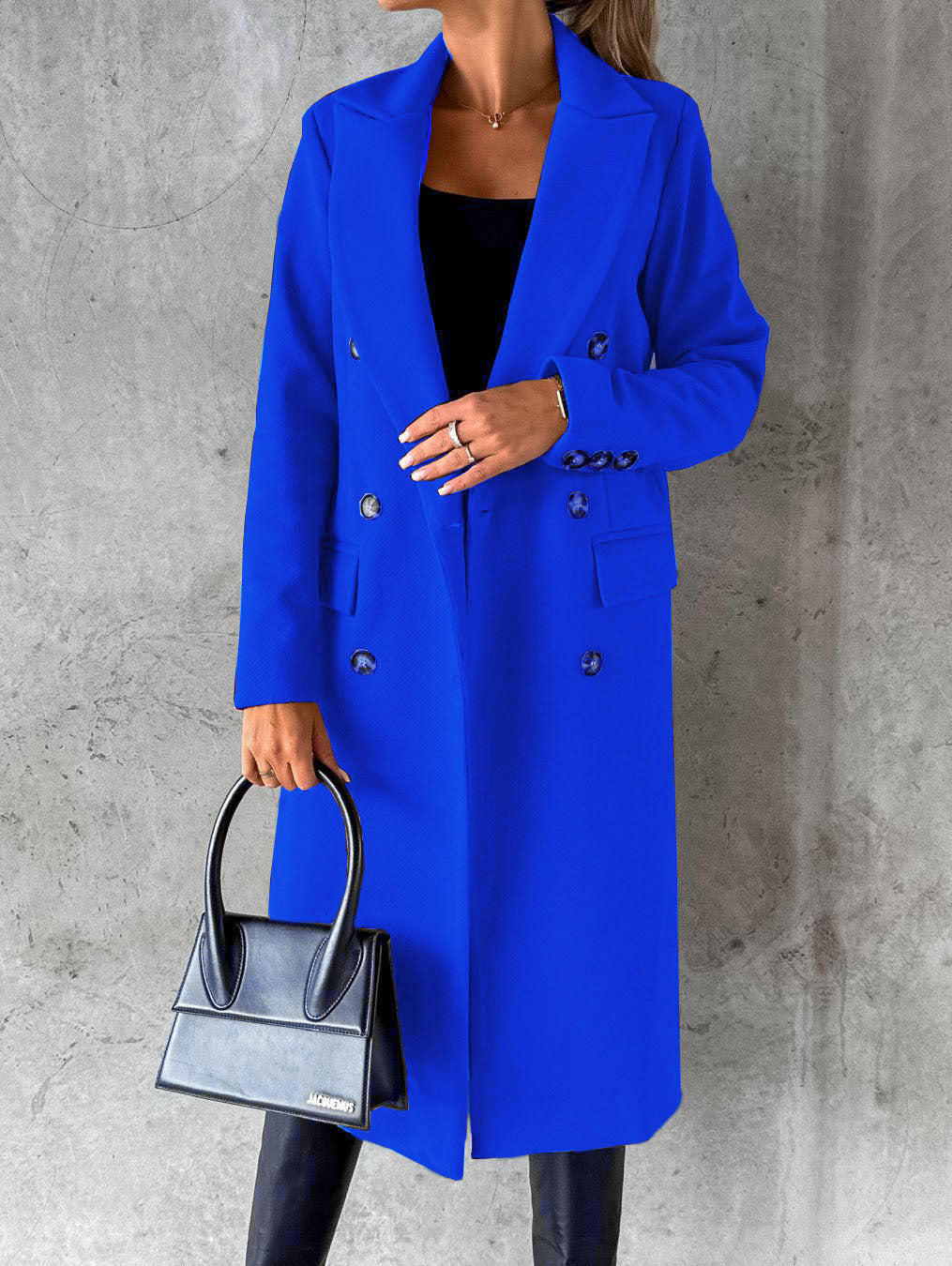 Women Double Breasted Longline Coat