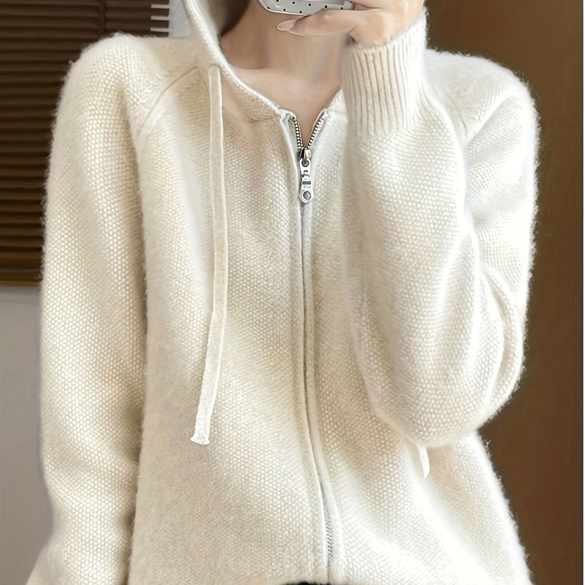 Women Hooded Zip Cardigan