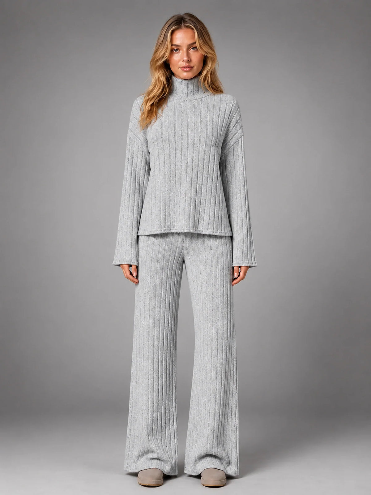 Women 2 Piece Ribbed Lounge Set