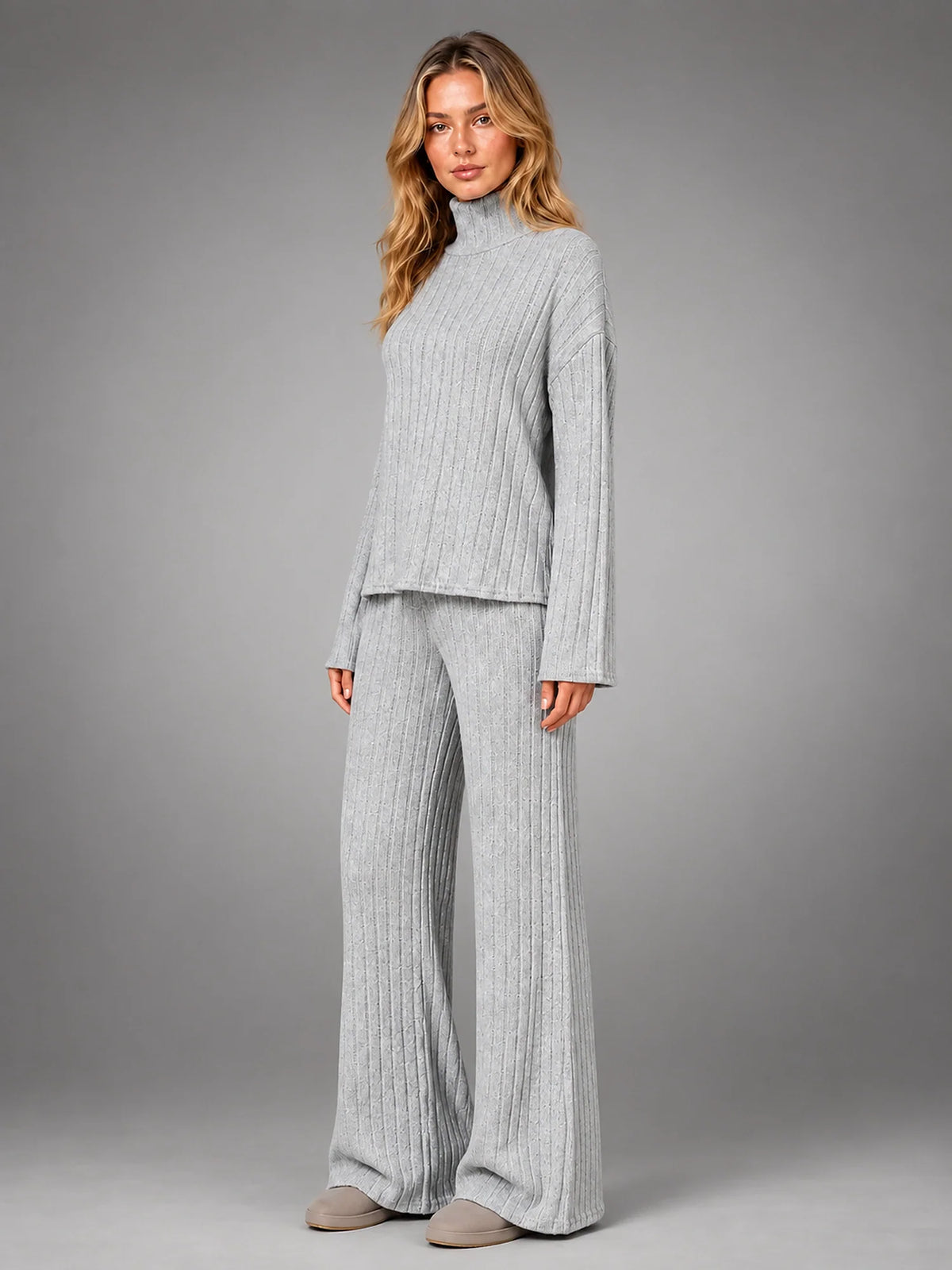 Women 2 Piece Ribbed Lounge Set