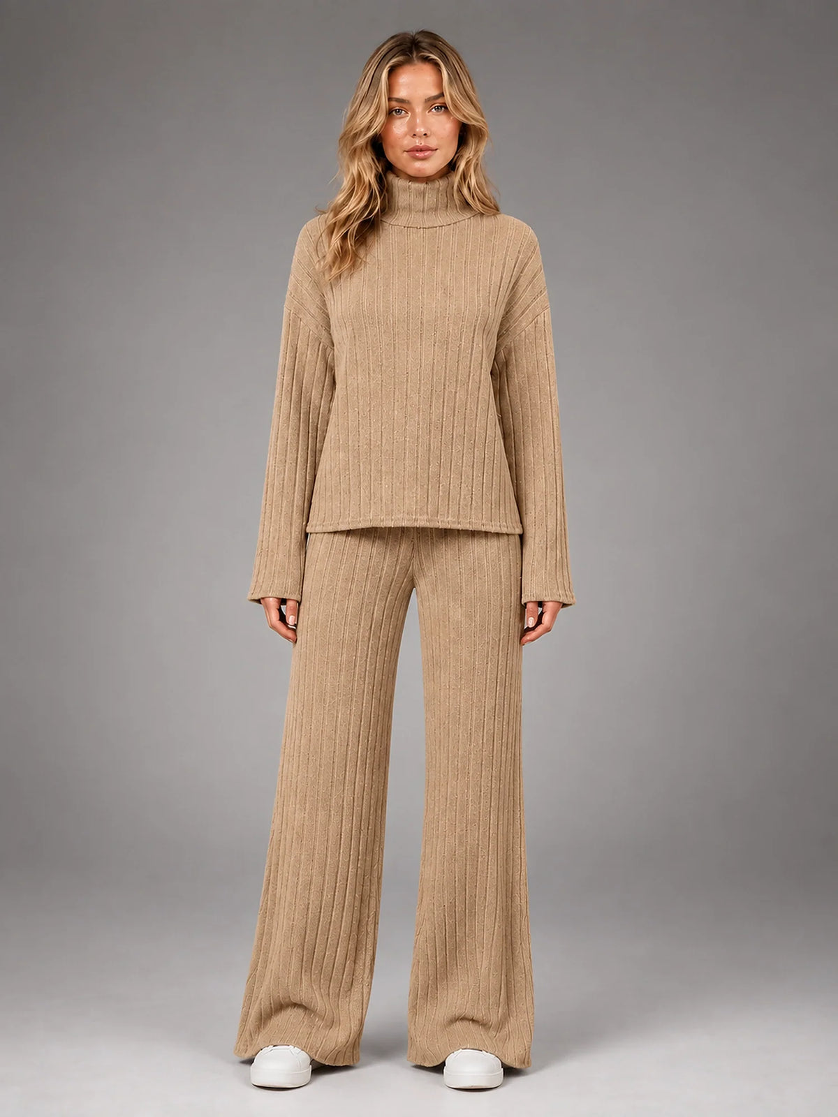 Women 2 Piece Ribbed Lounge Set