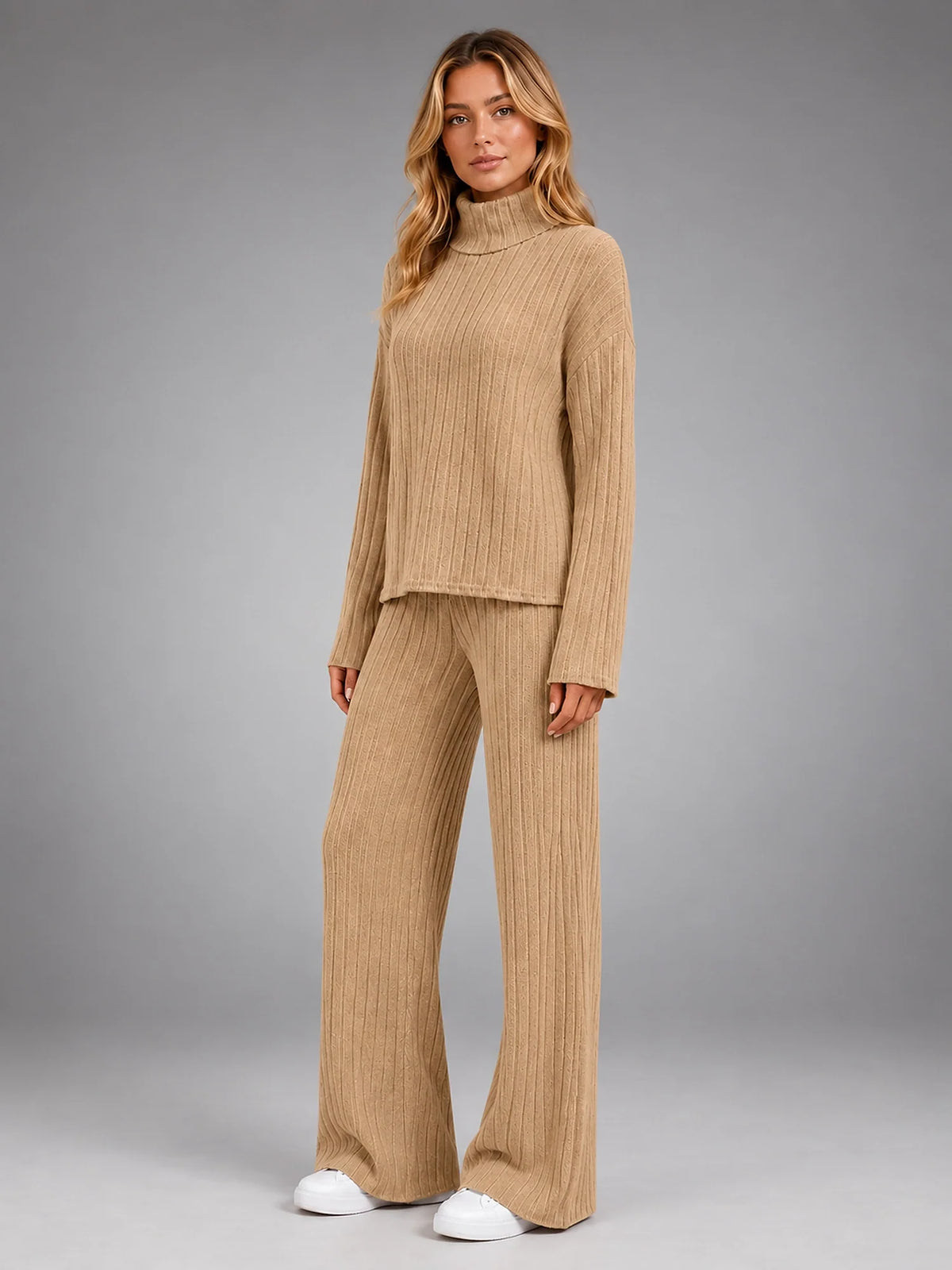 Women 2 Piece Ribbed Lounge Set