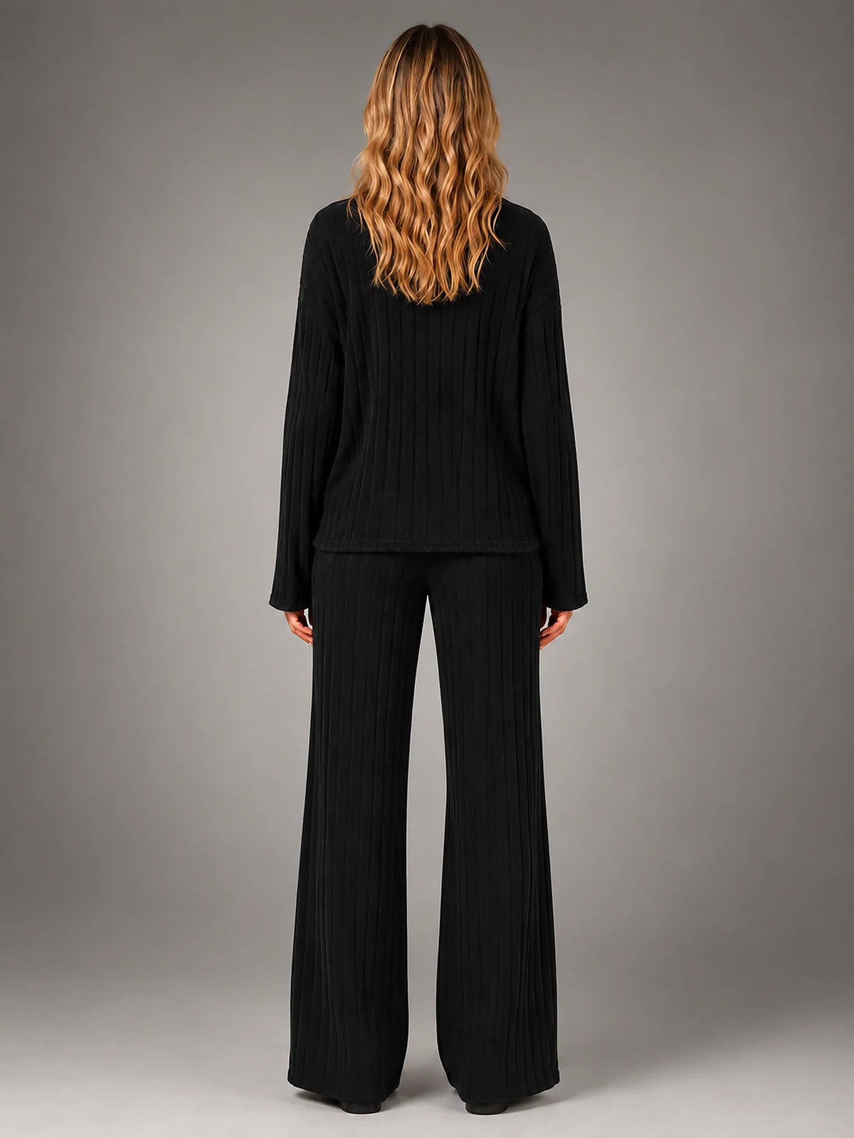 Women 2 Piece Ribbed Lounge Set