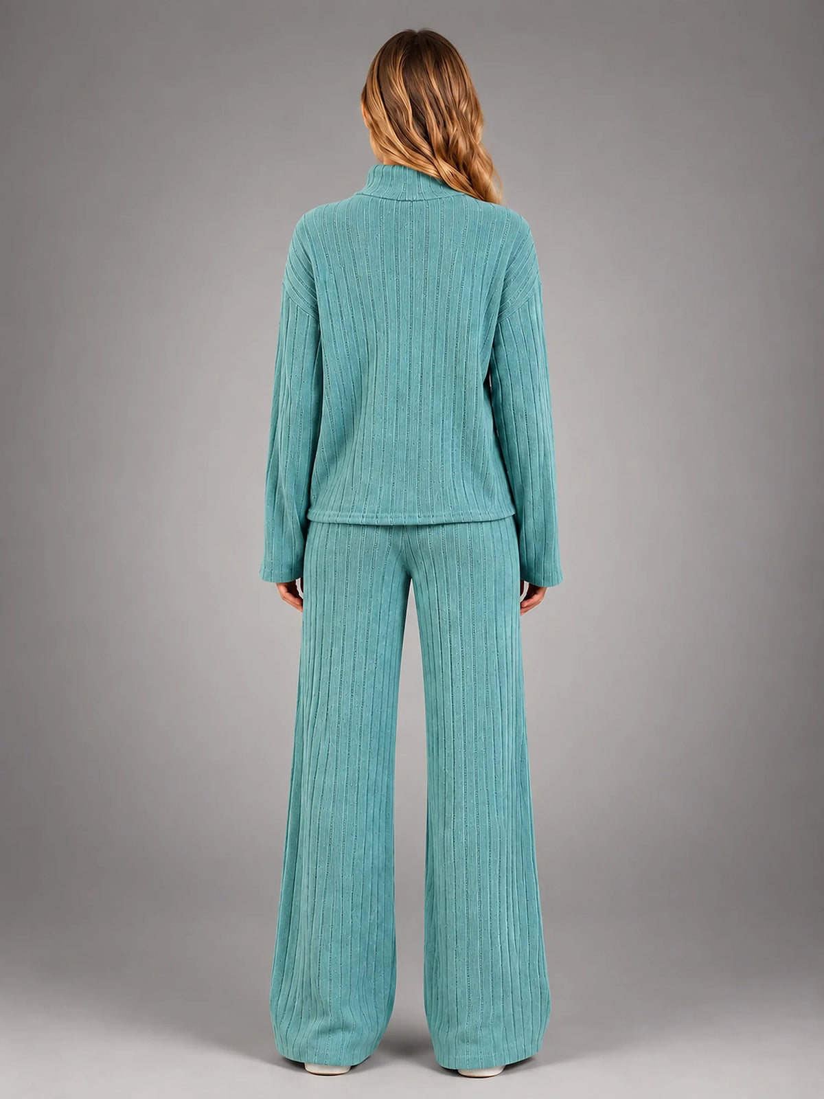Women 2 Piece Ribbed Lounge Set