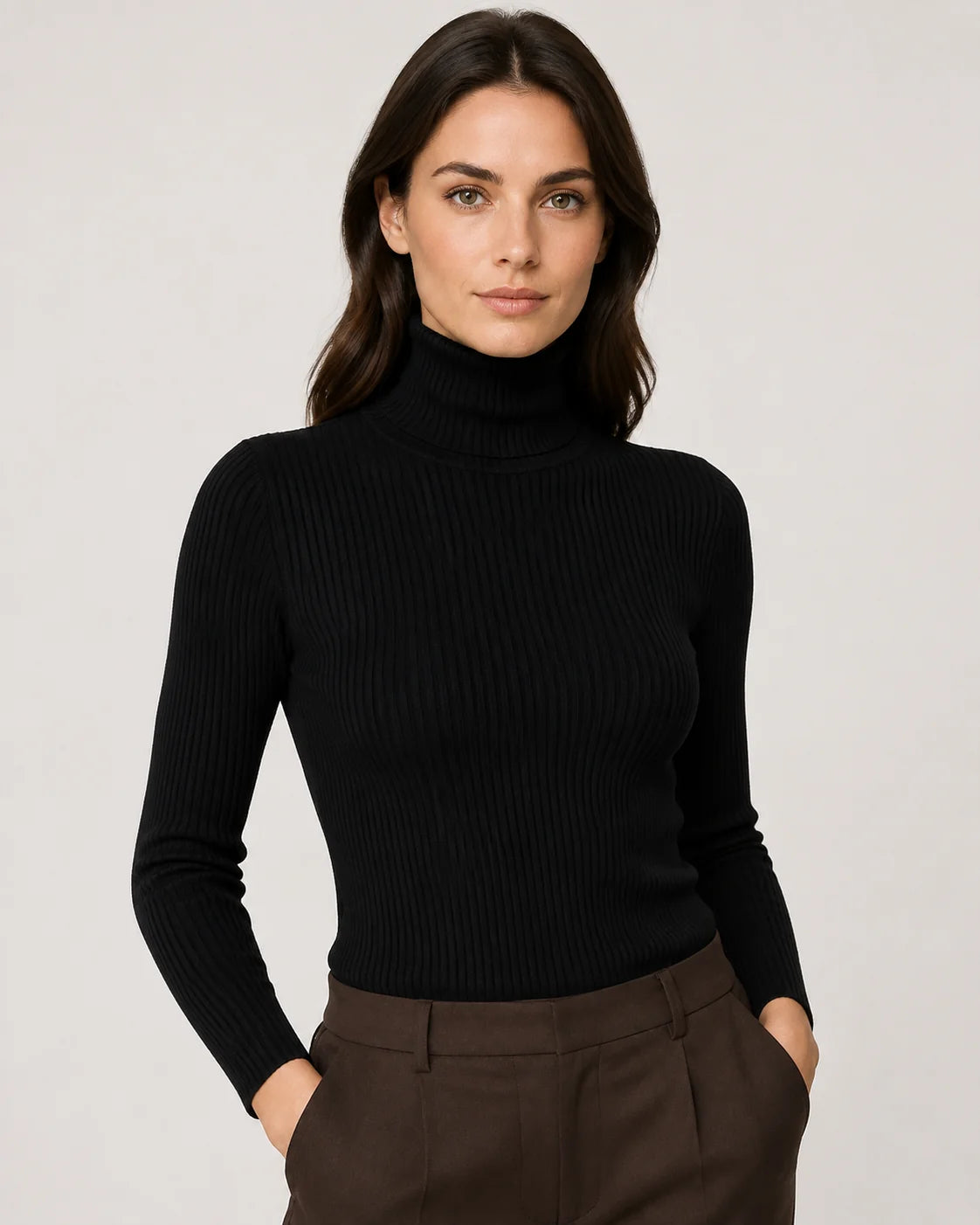 Women Ribbed Turtleneck Sweater