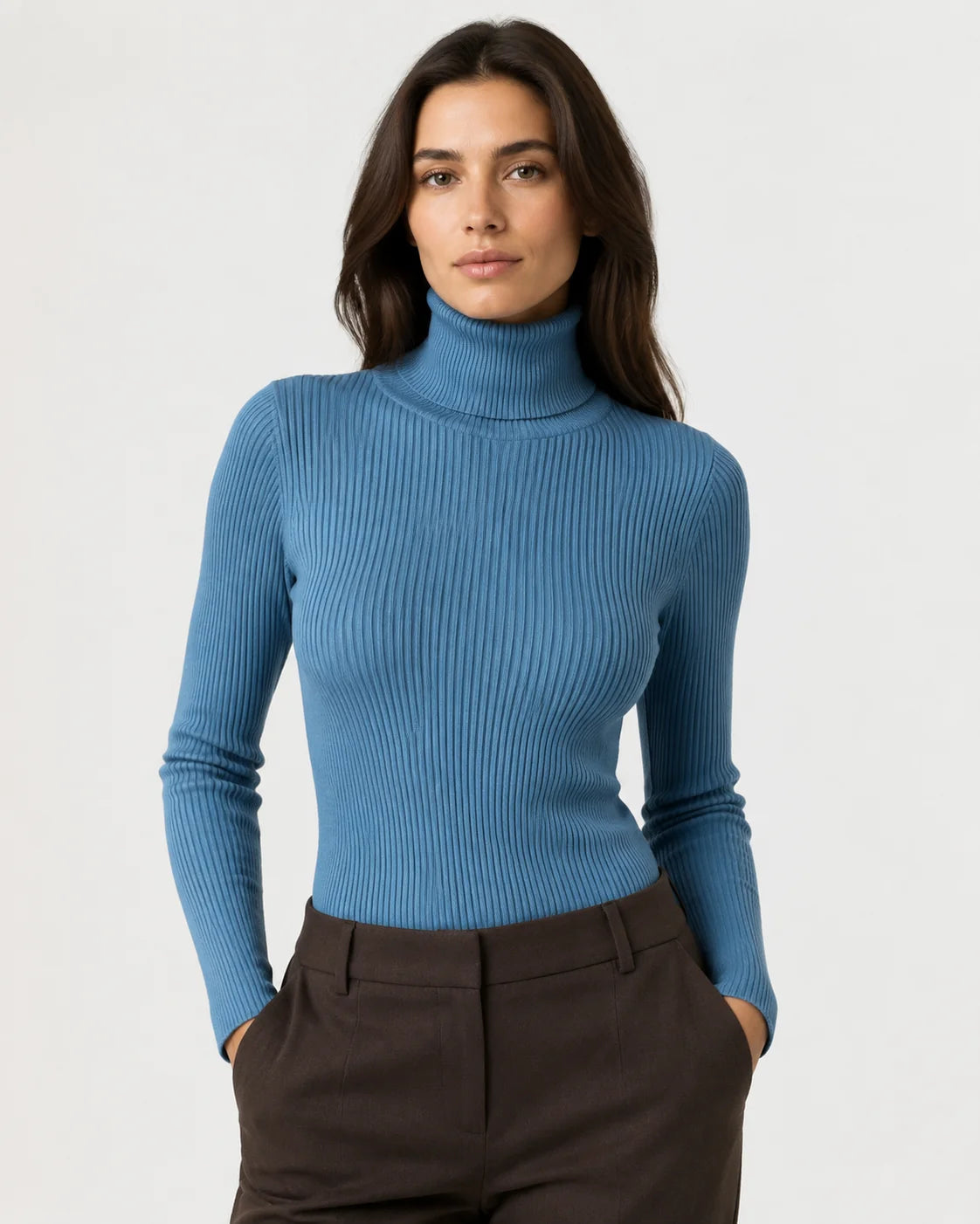Women Ribbed Turtleneck Sweater