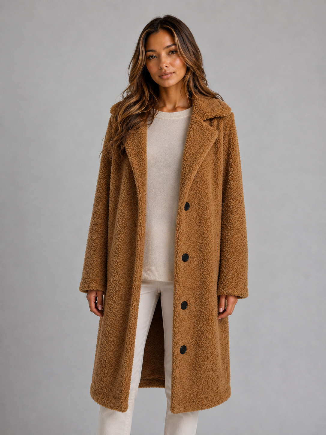 Women Longline Teddy Fleece Coat