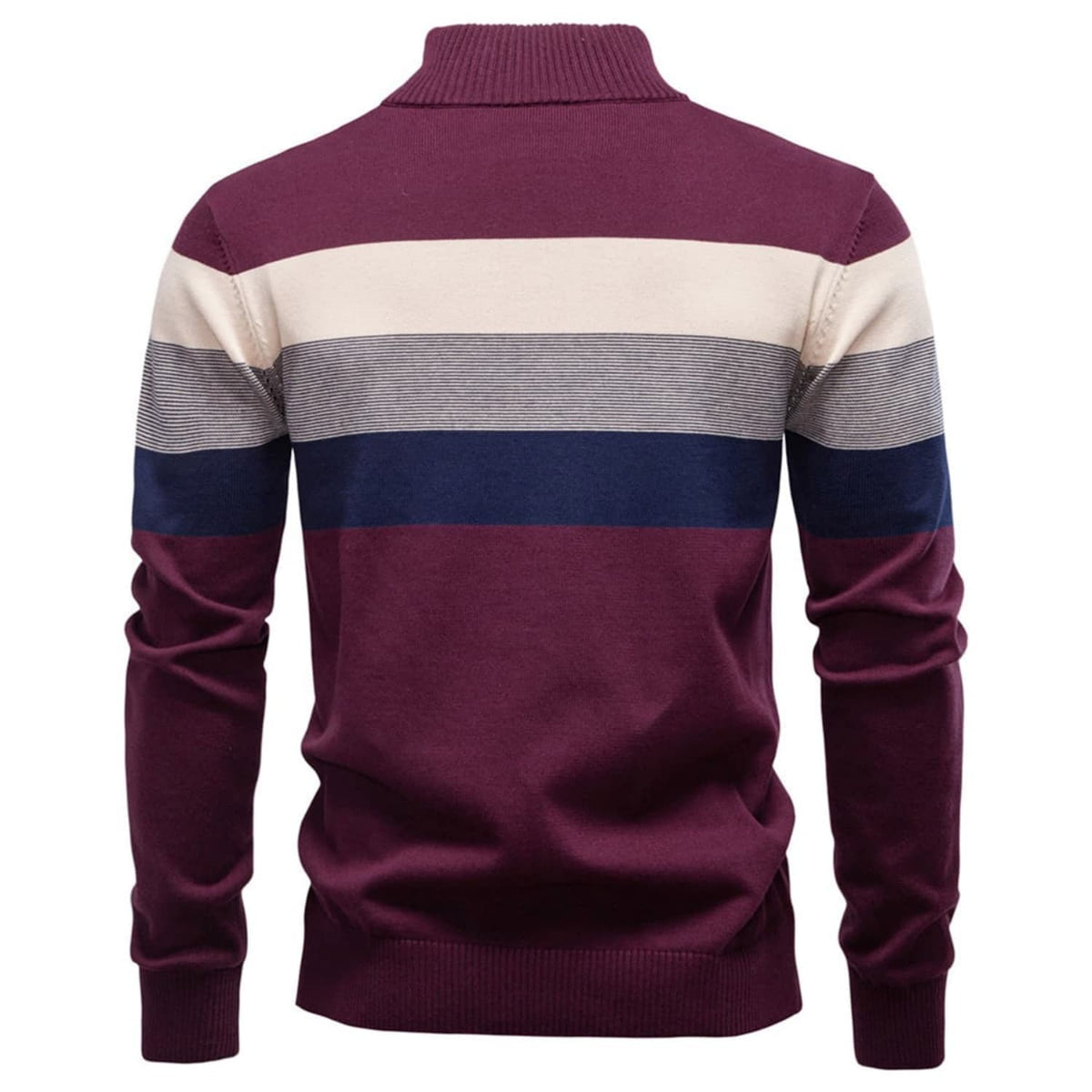 Men Colorblock Quarter Zip Sweater