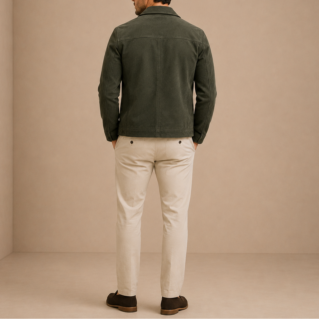 Men Zip Up Suede Jacket
