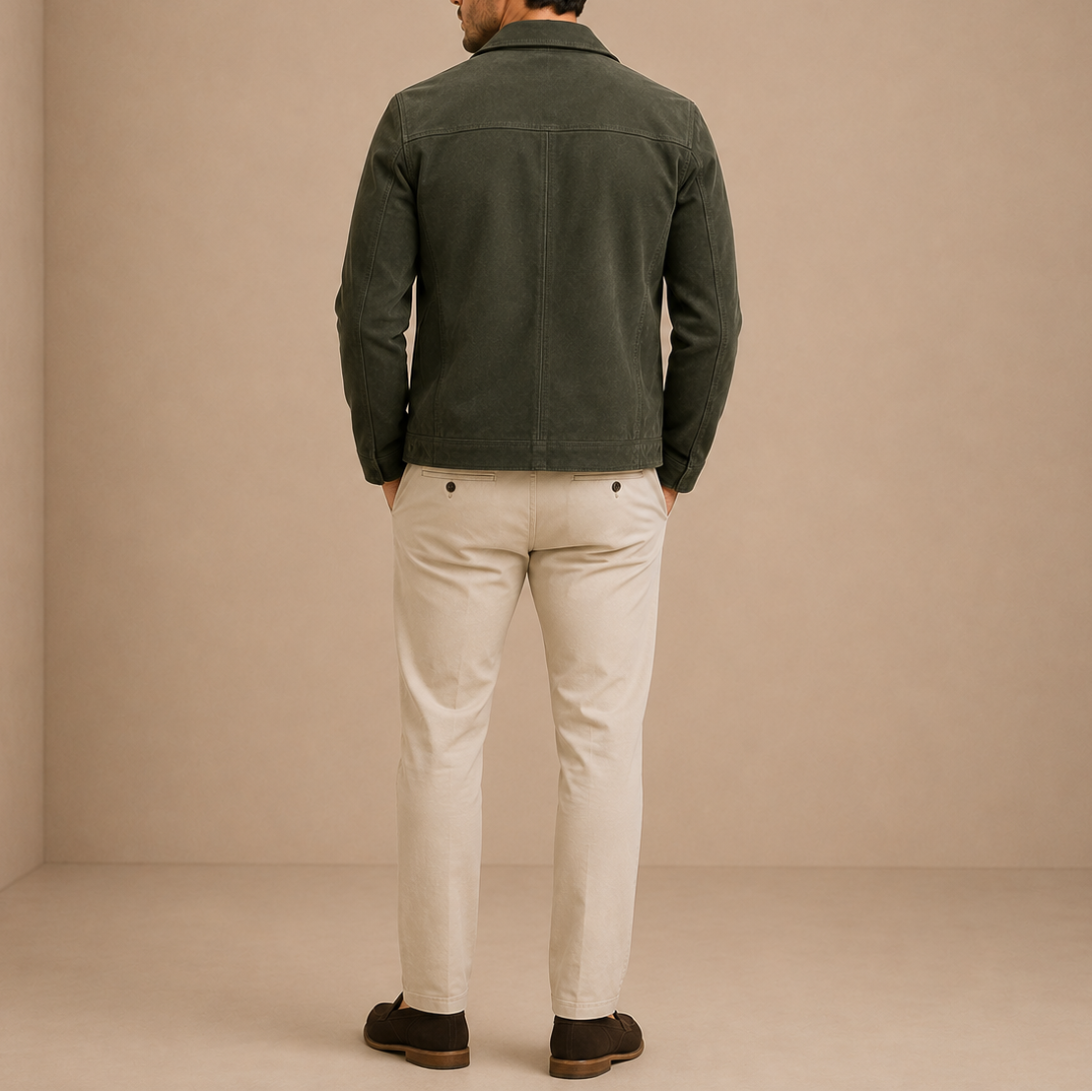 Men Zip Up Suede Jacket
