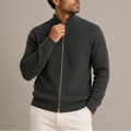 Men Ribbed Zip Cardigan