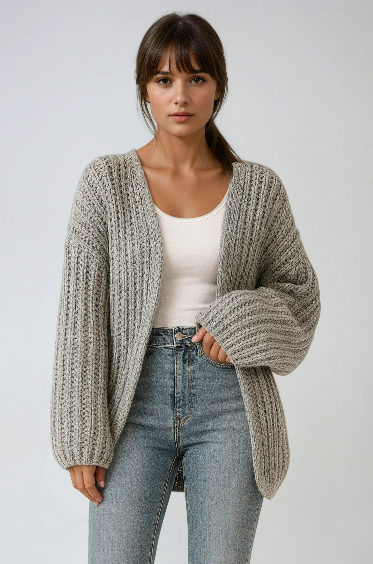 Women Balloon Sleeve Cardigan