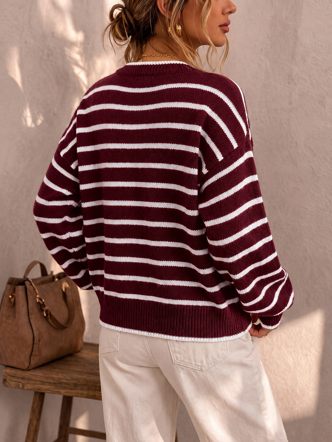 Women Oversized Striped Cardigan