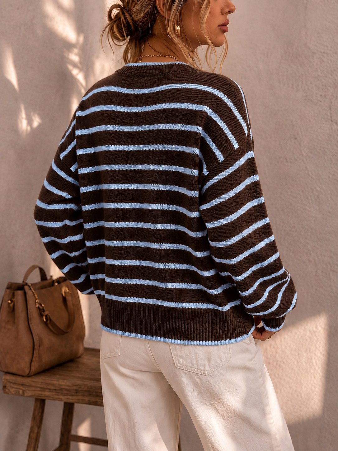 Women Oversized Striped Cardigan