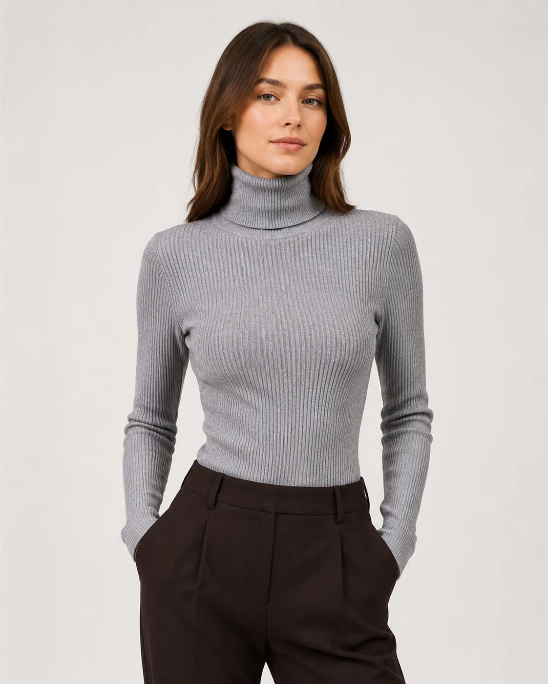 Women Ribbed Turtleneck Sweater