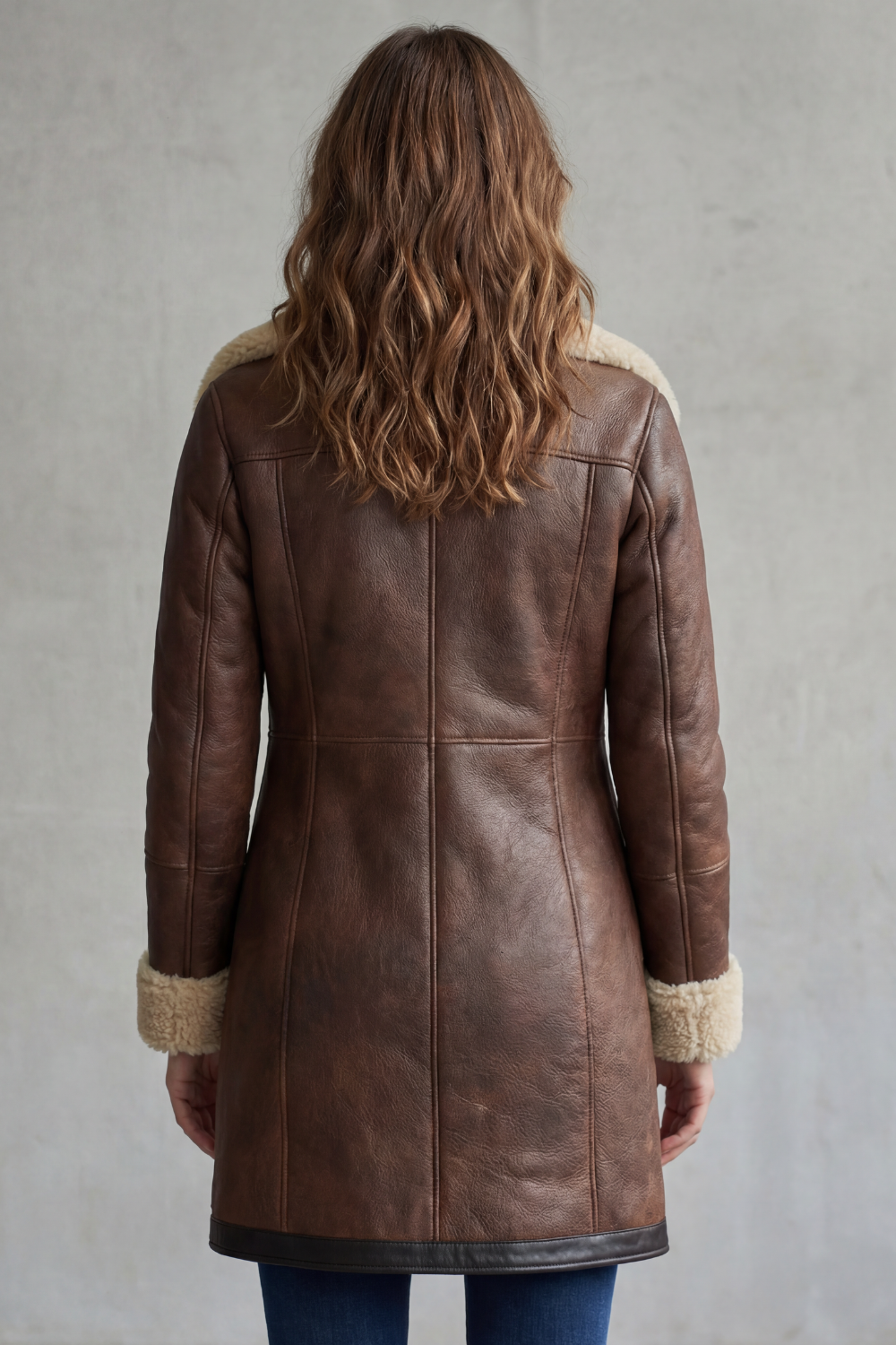 Women Shearling Lined Longline Coat