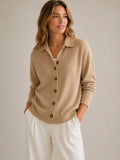 Women Collared Button Down Cardigan