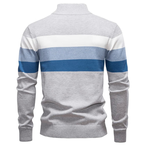 Men Colorblock Quarter Zip Sweater