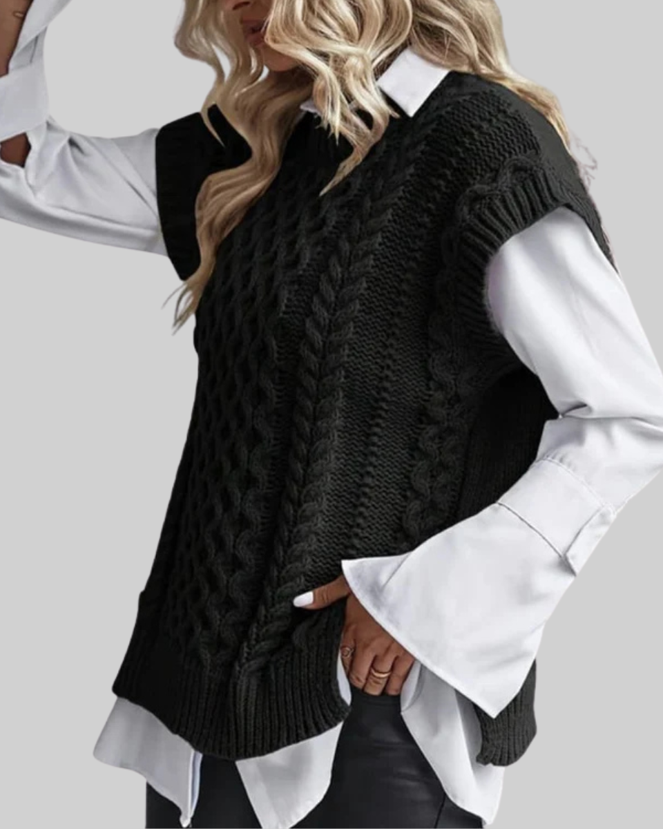 Women Cable Knit Sweater Vest