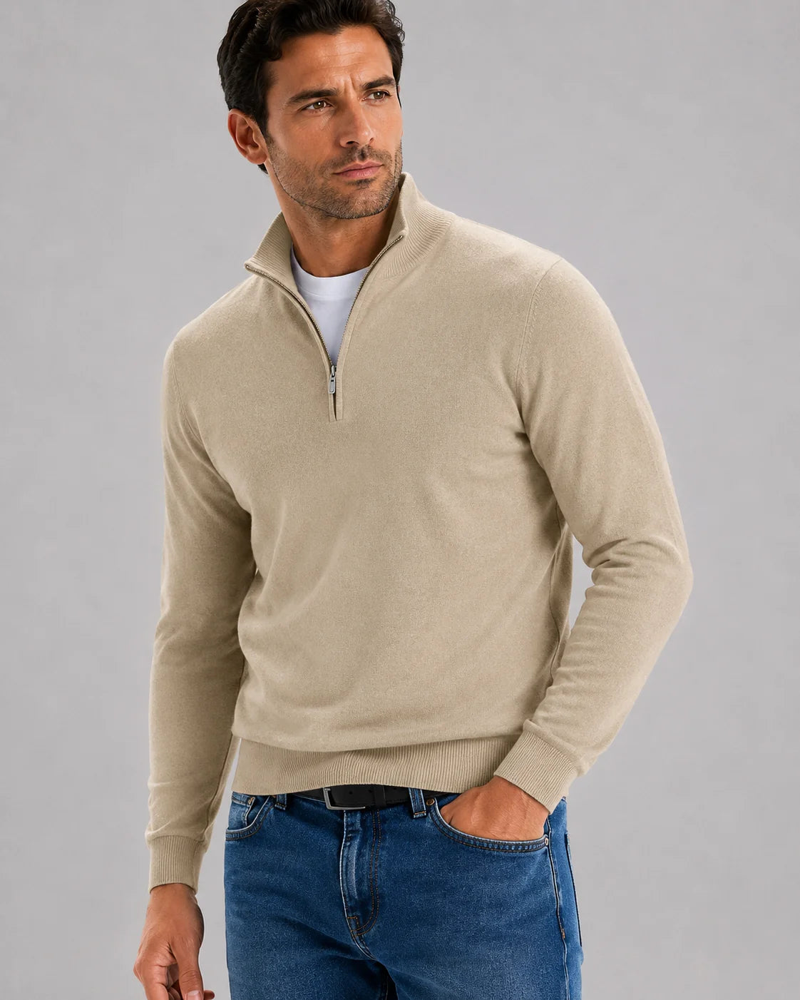 Men Half Zip Knit Sweater