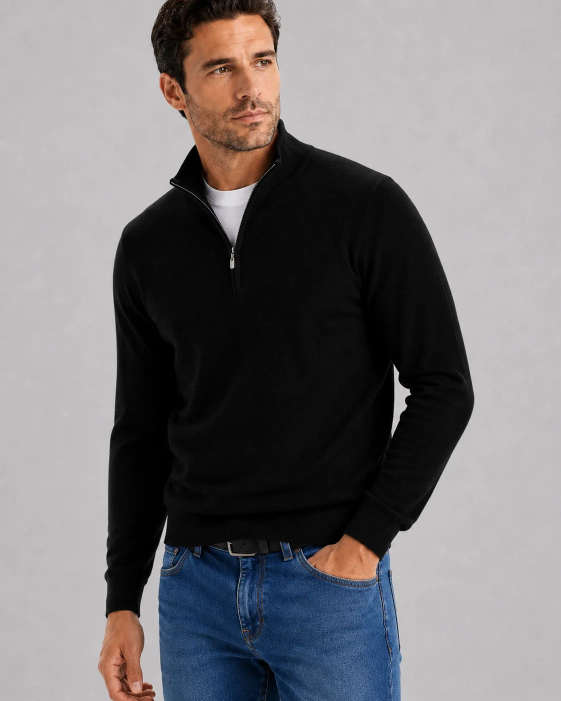 Men Half Zip Knit Sweater