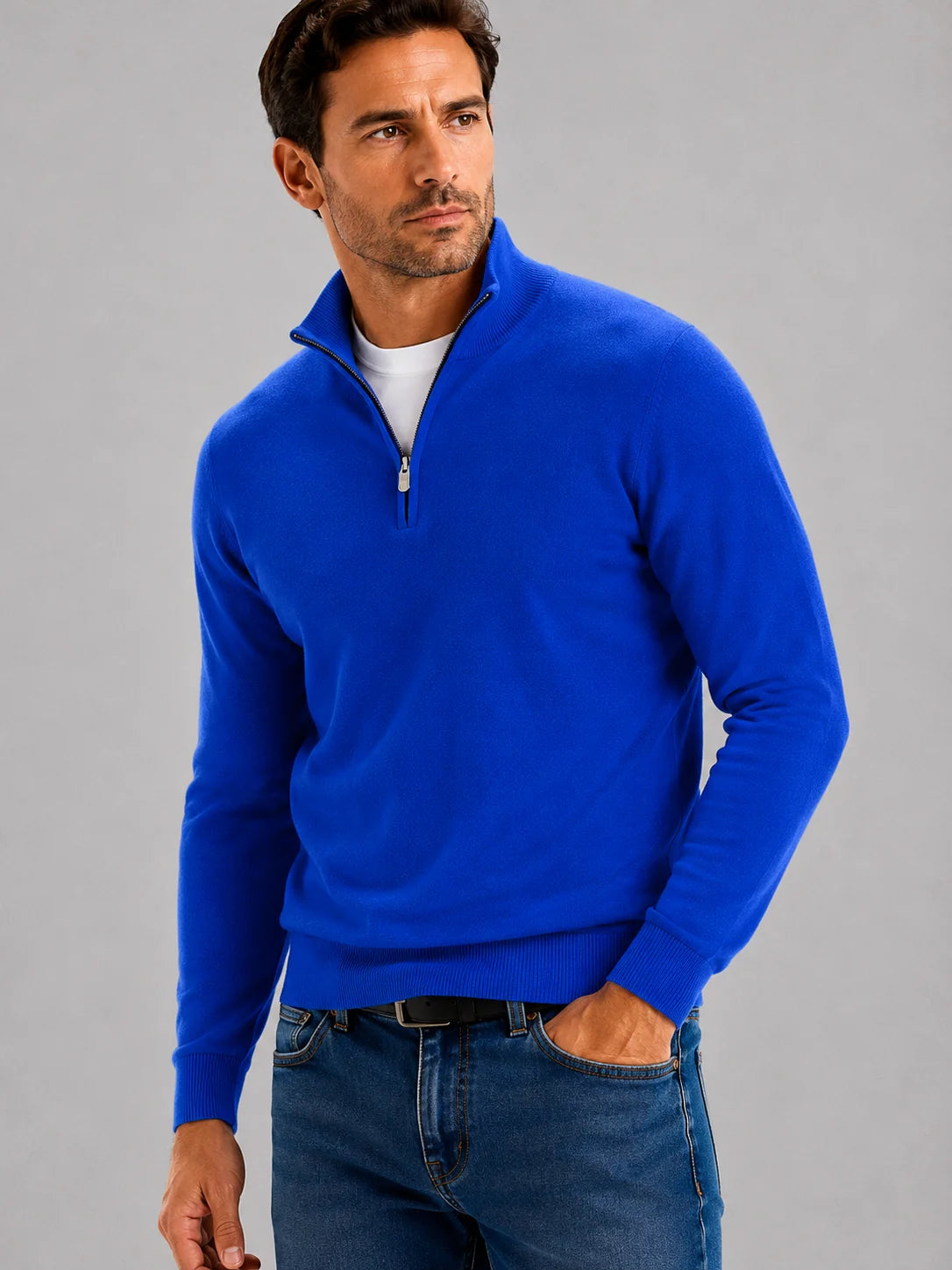 Men Half Zip Knit Sweater
