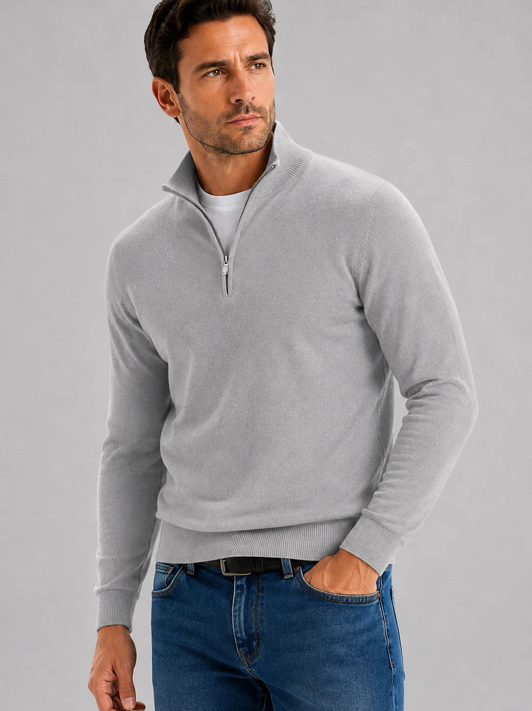 Men Half Zip Knit Sweater