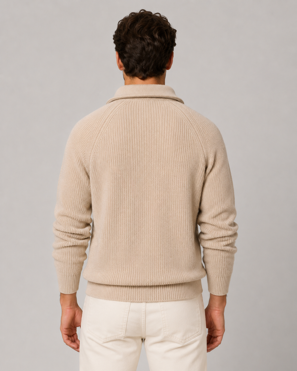 Men Quarter Zip Mock Neck Sweater