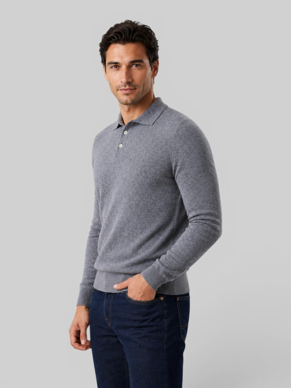 Men Knit Polo Sweater