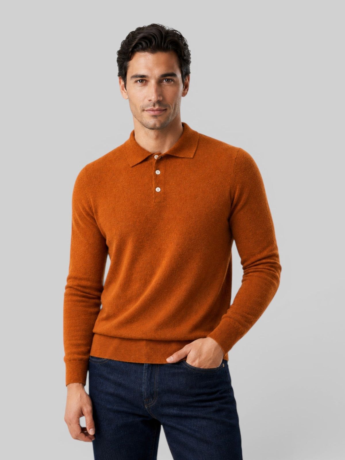 Men Knit Polo Sweater