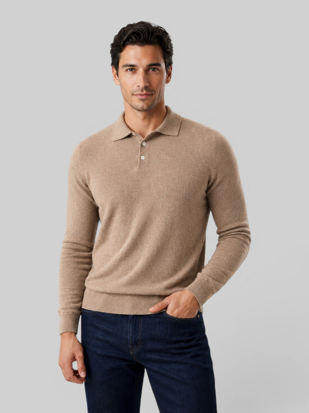 Men Knit Polo Sweater