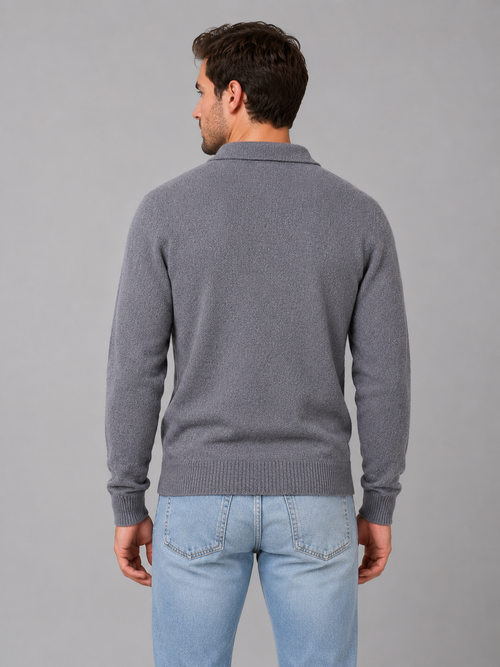 Men Fine Knit Polo Sweater