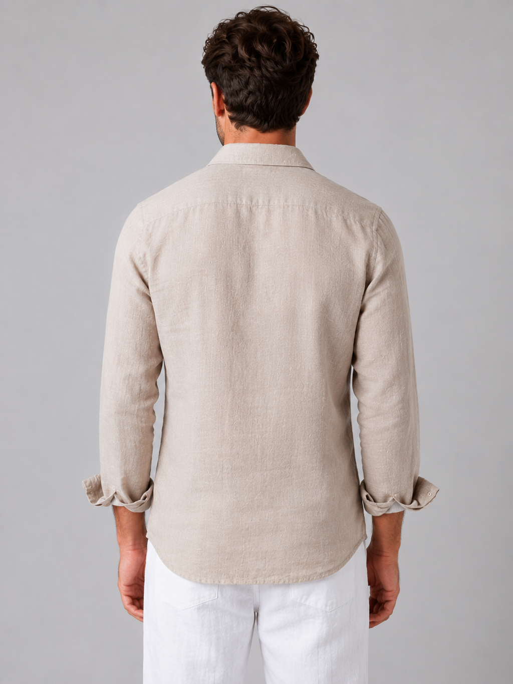 Men Linen Look Button Up Shirt