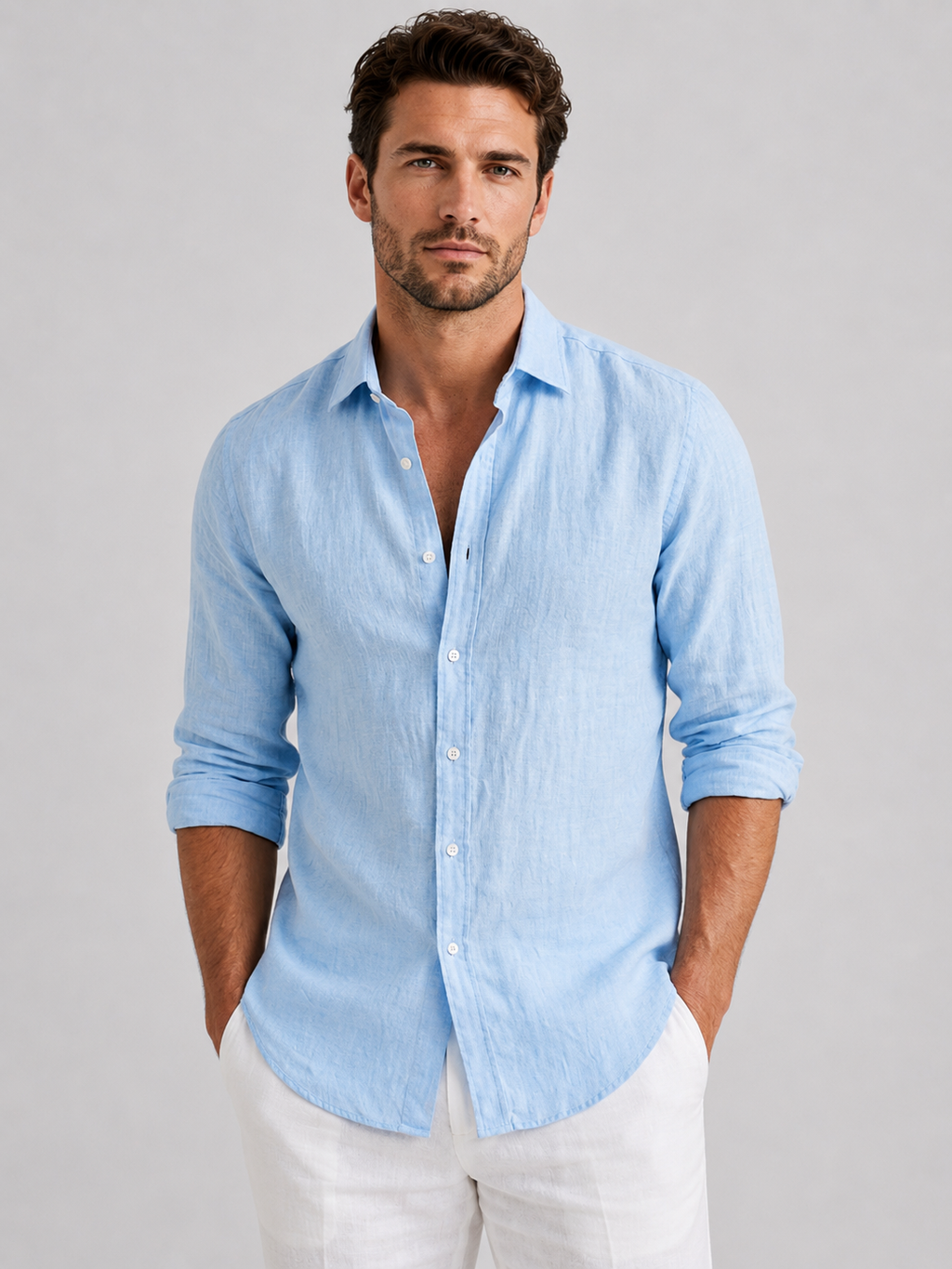 Men Relaxed Linen Look Shirt