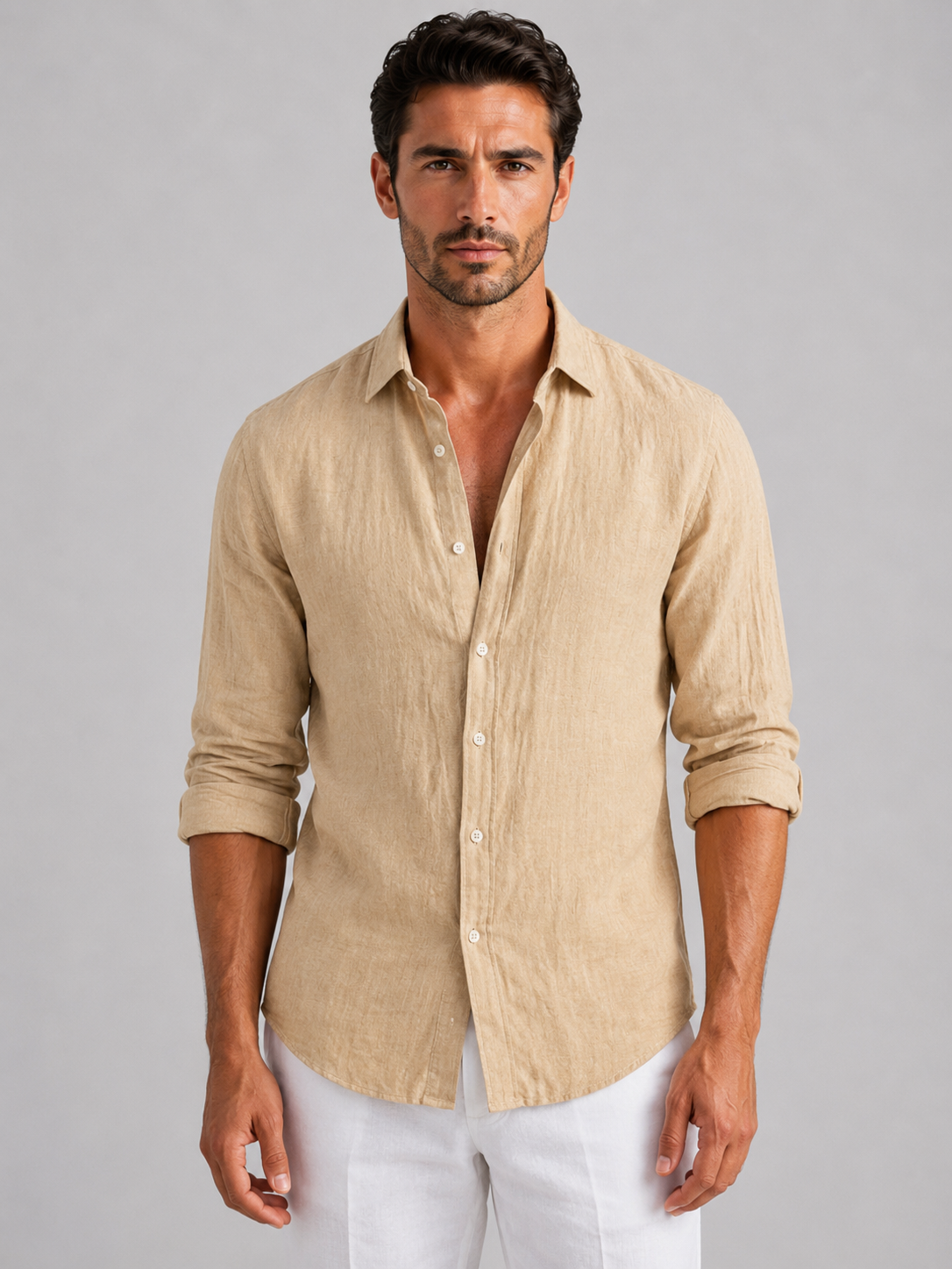 Men Relaxed Linen Look Shirt