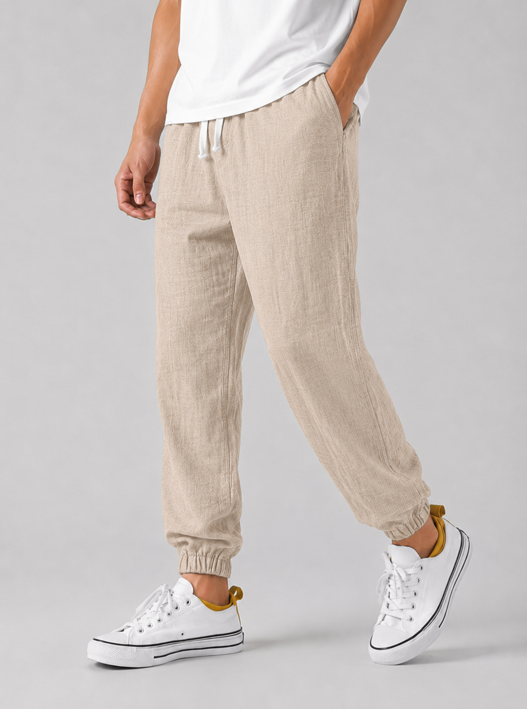 Men Linen Wide Leg Trousers